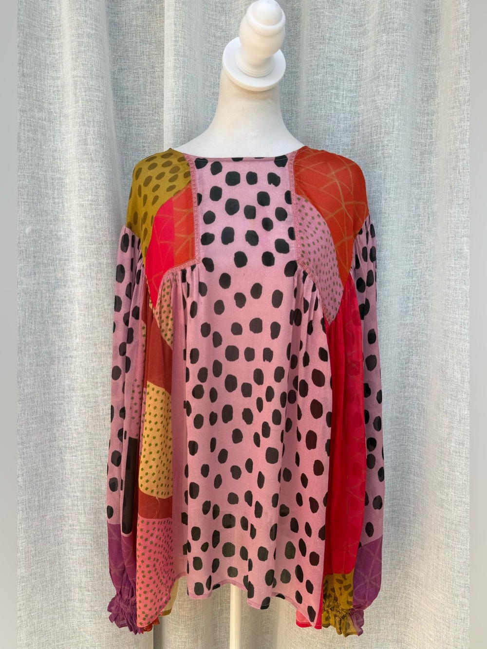 BLNK London multipattern polka dots colorful blouse